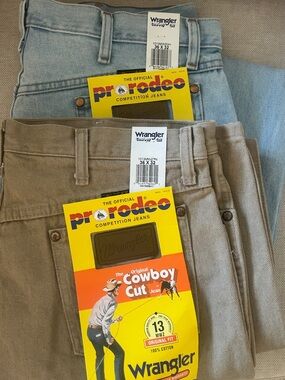 Wrangler Cowboy Cut 13MWZ Jeans 36x32 NEW NWT Light Wash & Tan (2 Pairs)